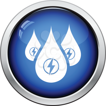 Hydro energy drops  icon. Glossy button design. Vector illustration.