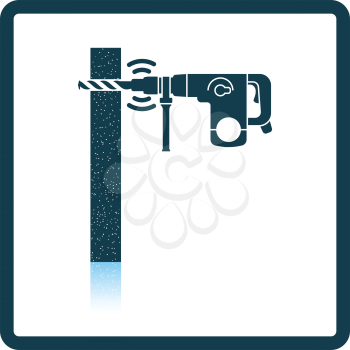 Icon of perforator drilling wall. Shadow reflection design. Vector illustration.