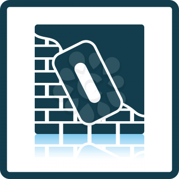 Icon of plastered brick wall . Shadow reflection design. Vector illustration.