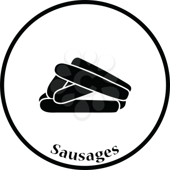 Sausages icon. Thin circle design. Vector illustration.