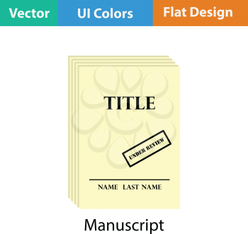 Manuscript under review icon. Flat color design. Vector illustration.
