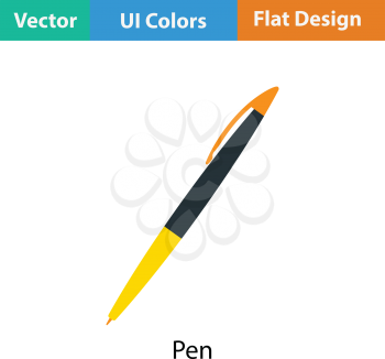 Pen icon. Flat color design. Vector illustration.