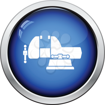 Icon of vise. Glossy button design. Vector illustration.