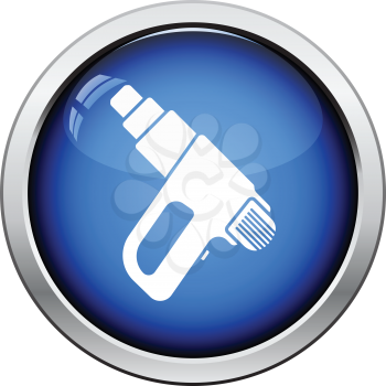 Icon of electric industrial dryer. Glossy button design. Vector illustration.