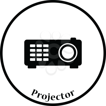 Video projector icon. Thin circle design. Vector illustration.