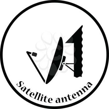 Satellite antenna icon. Thin circle design. Vector illustration.