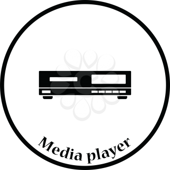 Media player icon. Thin circle design. Vector illustration.
