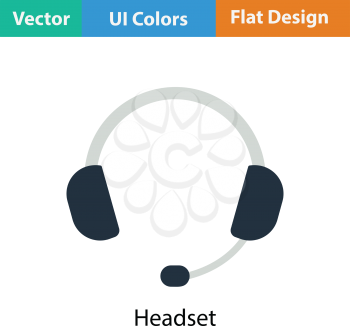 Headset icon. Flat color design. Vector illustration.