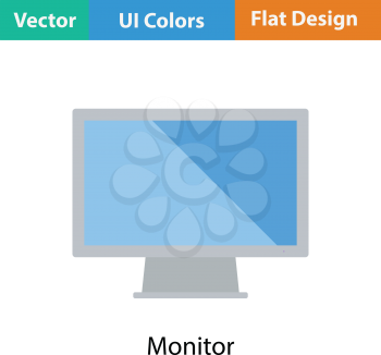Monitor icon. Flat color design. Vector illustration.