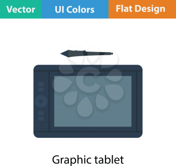 Graphic tablet icon. Flat color design. Vector illustration.