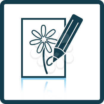 Icon of Sketch with pencil. Shadow reflection design. Vector illustration.