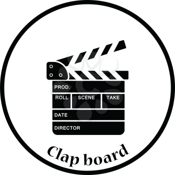 Movie clap board icon. Thin circle design. Vector illustration.