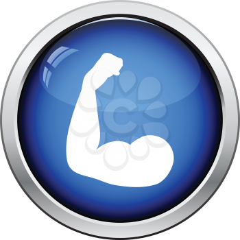 Bicep icon. Glossy button design. Vector illustration.