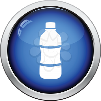 Water bottle icon. Glossy button design. Vector illustration.