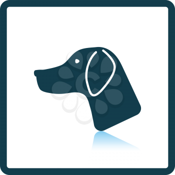 Hunting dog head  icon. Shadow reflection design. Vector illustration.
