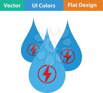 Hydro energy drops  icon. Flat color design. Vector illustration.