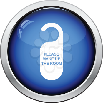 Mke up room tag icon. Glossy button design. Vector illustration.