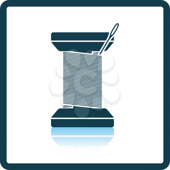 Sewing reel with thread icon. Shadow reflection design. Vector illustration.