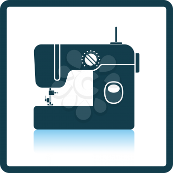 Modern sewing machine icon. Shadow reflection design. Vector illustration.