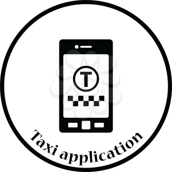 Taxi service mobile application icon. Thin circle design. Vector illustration.
