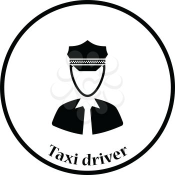 Taxi driver icon. Thin circle design. Vector illustration.