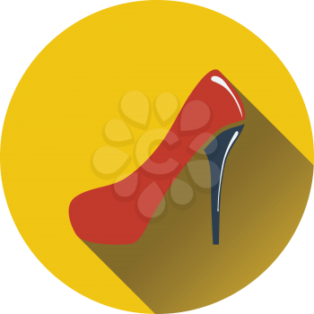 Female shoe with high heel icon. Flat color design. Vector illustration.