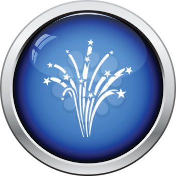 Fireworks icon. Glossy button design. Vector illustration.
