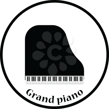 Grand piano icon. Thin circle design. Vector illustration.