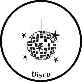 Night clubs disco sphere icon. Thin circle design. Vector illustration.
