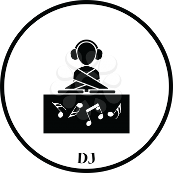 Night club DJ icon. Thin circle design. Vector illustration.