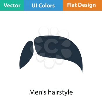 Men's hairstyle icon. Flat color design. Vector illustration.