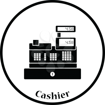 Cashier icon. Thin circle design. Vector illustration.