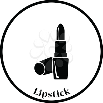 Lipstick icon. Thin circle design. Vector illustration.