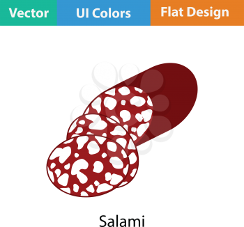 Salami icon. Flat color design. Vector illustration.