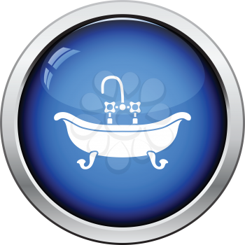 Bathtub icon. Glossy button design. Vector illustration.