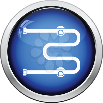 Towel dryer icon. Glossy button design. Vector illustration.