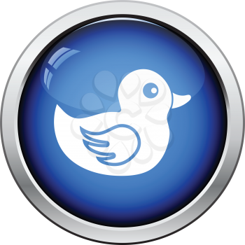 Bath duck icon. Glossy button design. Vector illustration.