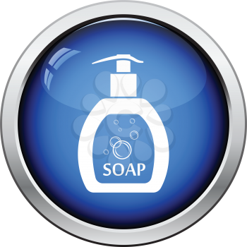 Liquid soap icon. Glossy button design. Vector illustration.