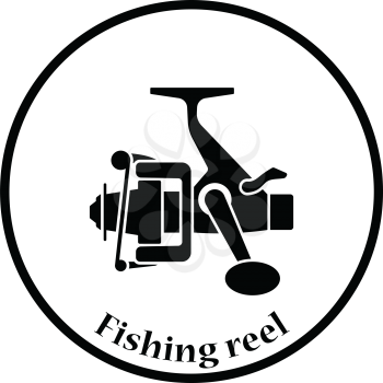 Icon of Fishing reel . Thin circle design. Vector illustration.