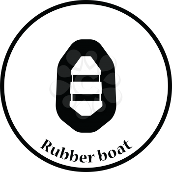 Icon of rubber boat . Thin circle design. Vector illustration.