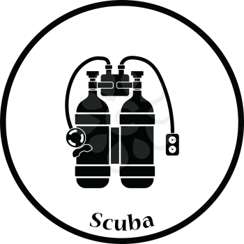 Icon of scuba. Thin circle design. Vector illustration.