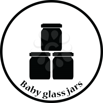 Baby glass jars icon. Thin circle design. Vector illustration.