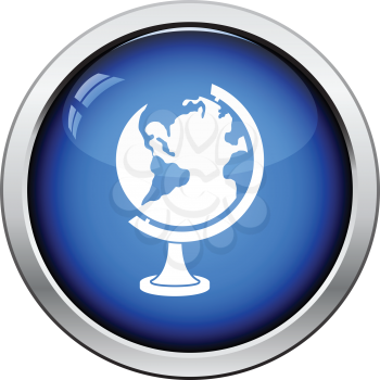 Icon of Globe. Glossy button design. Vector illustration.