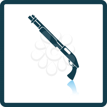 Pump-action shotgun icon. Shadow reflection design. Vector illustration.