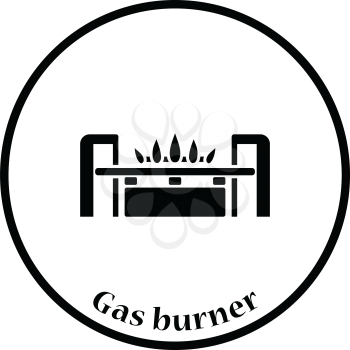 Gas burner icon. Thin circle design. Vector illustration.