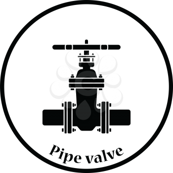 Pipe valve icon. Thin circle design. Vector illustration.