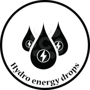 Hydro energy drops  icon. Thin circle design. Vector illustration.