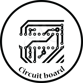 Circuit board icon. Thin circle design. Vector illustration.