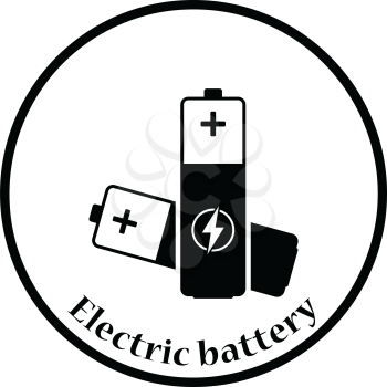 Electric battery icon. Thin circle design. Vector illustration.