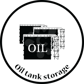 Oil tank storage icon. Thin circle design. Vector illustration.